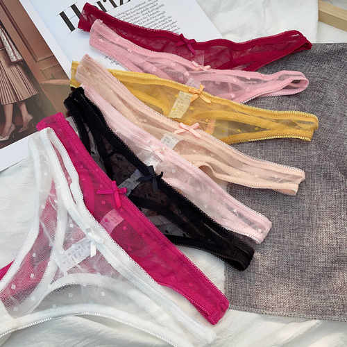 低腰透明蕾丝镂空超诱性感丁字裤