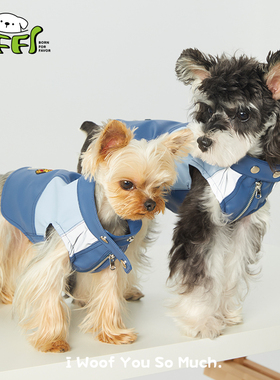 BFF春夏新款拼接多裁片刺绣狗狗衣服宠物反光机车帅气皮衣雪纳瑞