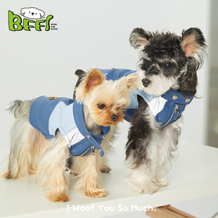 BFF春夏新款 拼接多裁片刺绣狗狗衣服宠物反光机车帅气皮衣雪纳瑞