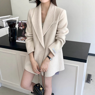 双面羊绒大衣女2025秋冬新款高端气质小个子韩版宽松羊毛呢子外套