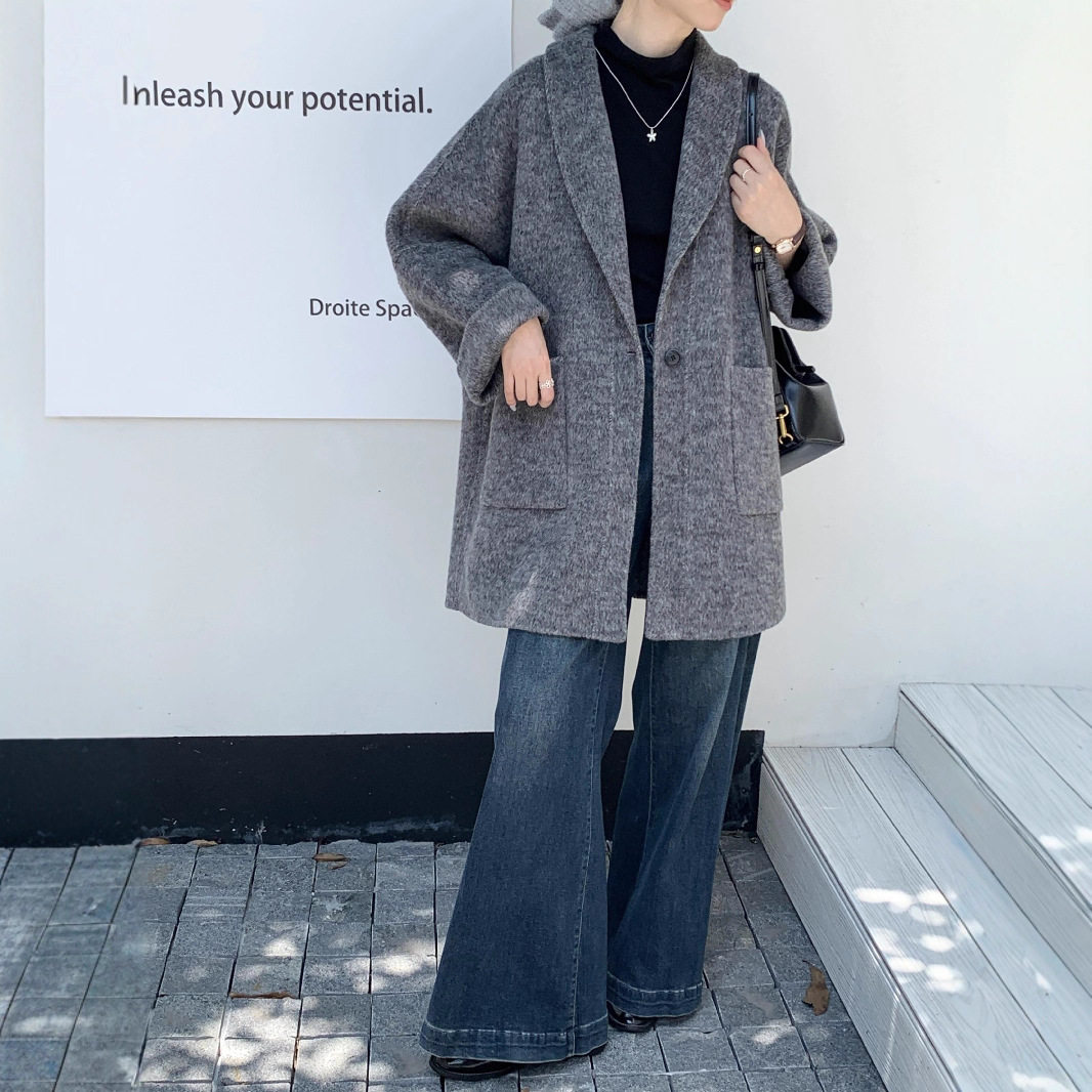 双面羊绒大衣女小个子秋冬新款羊毛高级感小西装AB面双色呢子外套