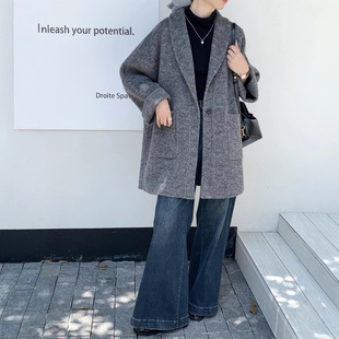 双面羊绒大衣女小个子秋冬新款羊毛高级感小西装AB面双色呢子外套