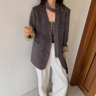 双面羊绒大衣女中长款2025秋冬新款韩版宽松显瘦V领羊毛呢子外套