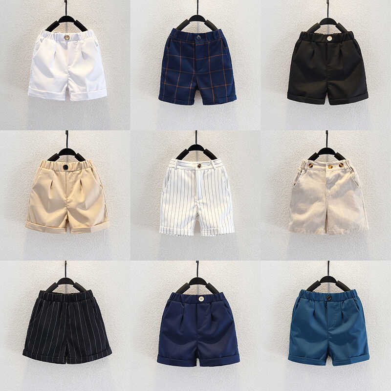 儿童西装短裤男童黑色西裤夏季大童白色中裤背带裤小学生西服裤子