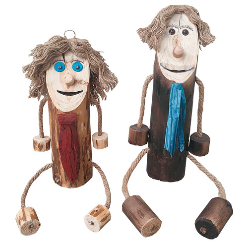 创意小木偶小跳娃木头道具幼儿园网红橱窗服装展示原木装饰工艺品