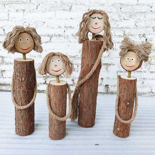 创意小木偶小吉娃木头道具幼儿园网红橱窗服装展示原木装饰工艺品