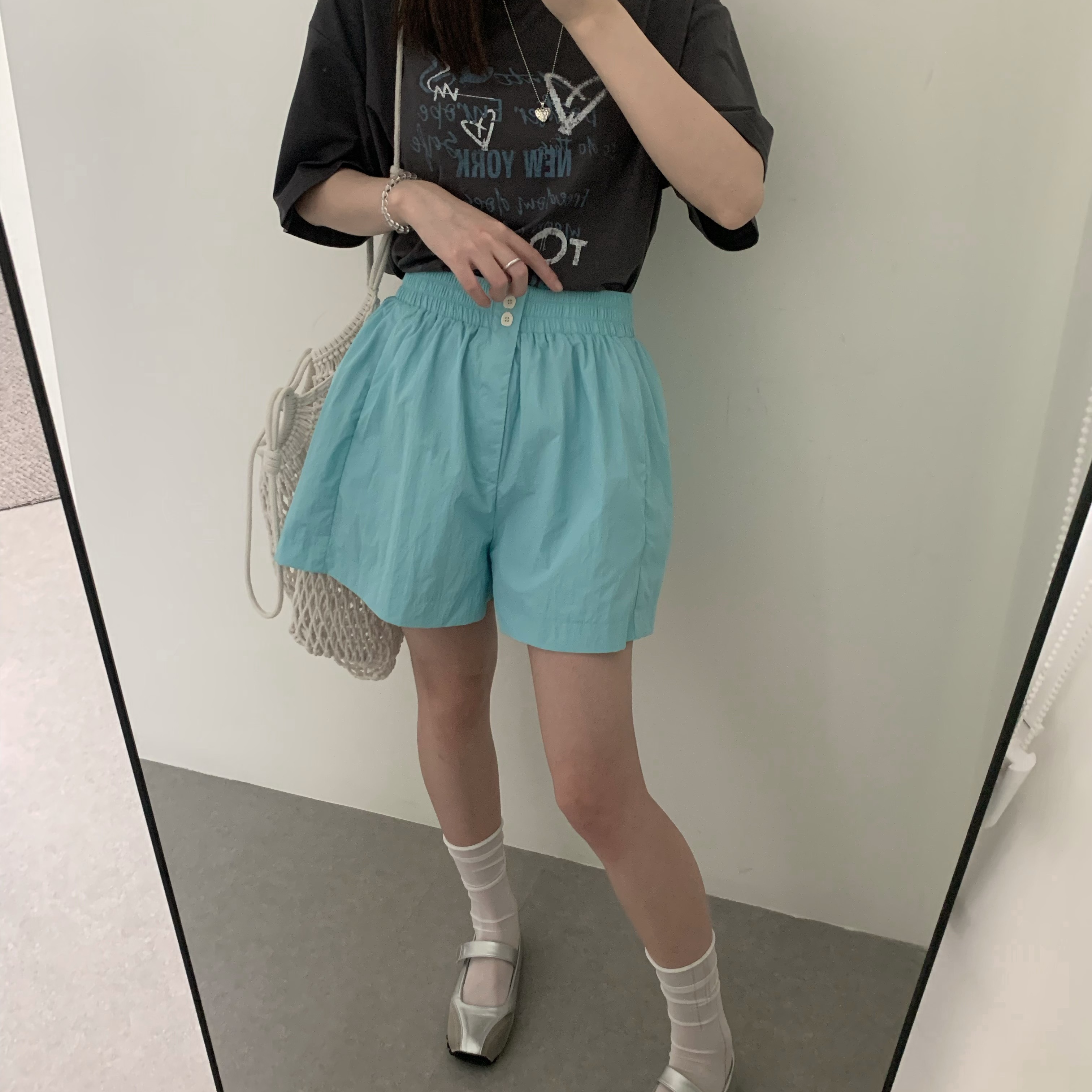 高腰短裤通勤