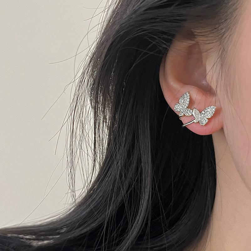 爆闪蝴蝶耳钉】通体925纯银满钻精致轻奢耳环 气质防过敏耳饰女