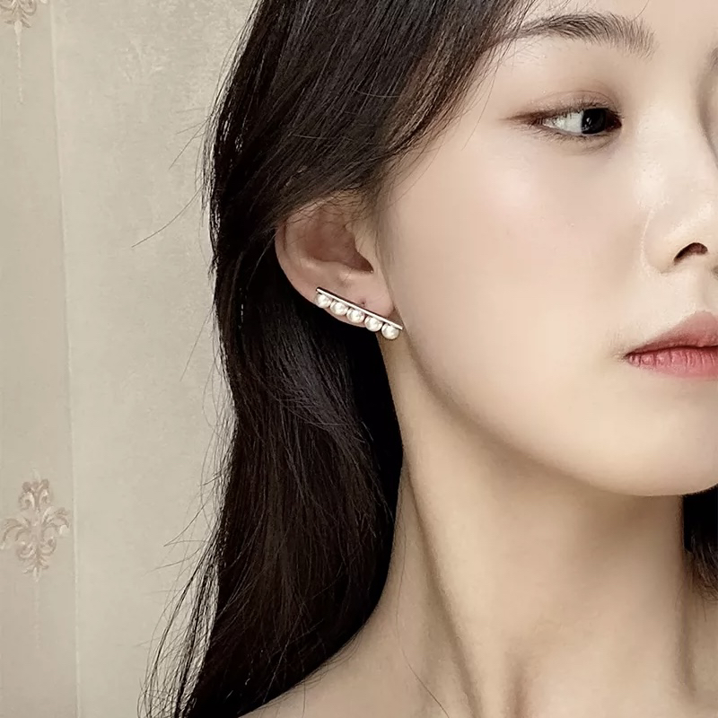小众高级】施家珍珠耳钉s925纯银耳环女设计感气质耳饰个性时髦