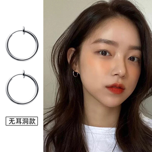 韩版 s925纯银无耳洞光圈耳夹 百搭耳坠女男 耳环 不需要耳洞