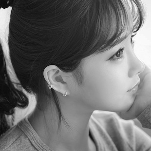 耳圈 925纯银镀白金韩版 简约迷你耳骨耳环女 耳骨耳扣 炒鸡小