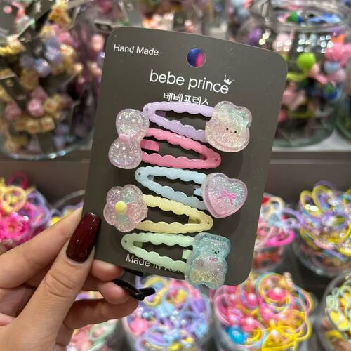 韩国儿童发饰bebe prince 可爱动物细闪兔子小熊花边bb夹发卡