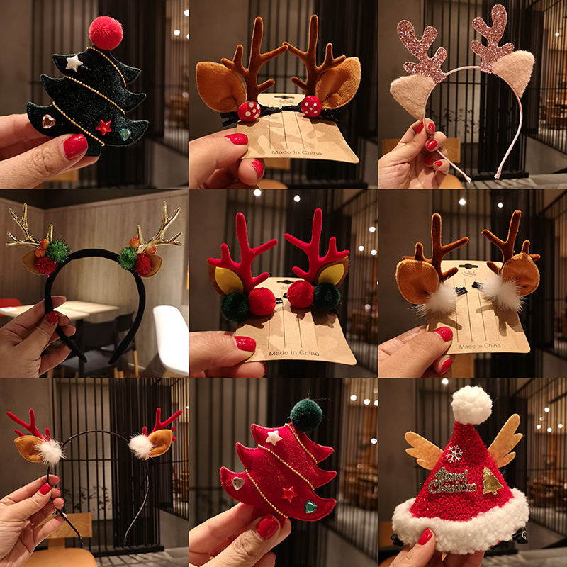 圣诞节鹿角发夹头饰饰品