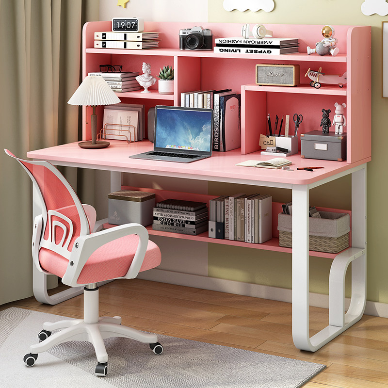 电脑桌卧室家用书桌子学生学习桌简易写字桌书架一体桌简约办公桌