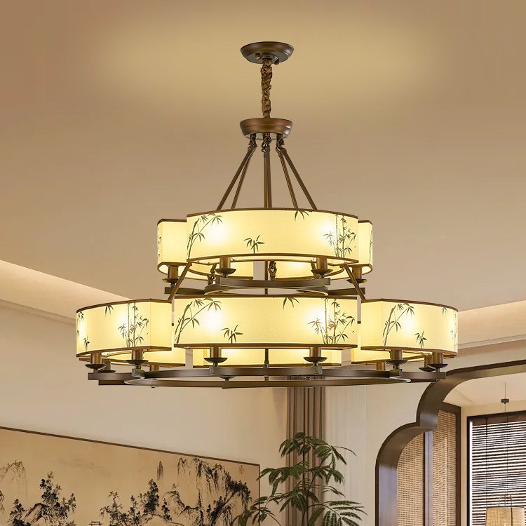 宋式美学客厅吊灯新中式禅意设计师彩绘主灯酒店餐厅包厢包间吊灯