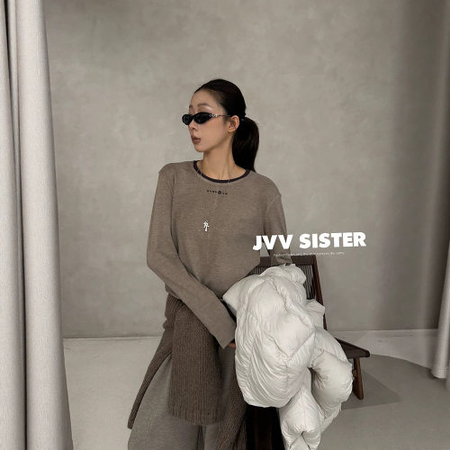 JVV十三行2026秋冬新款美式复古百搭上衣休闲显瘦长袖T恤女73072
