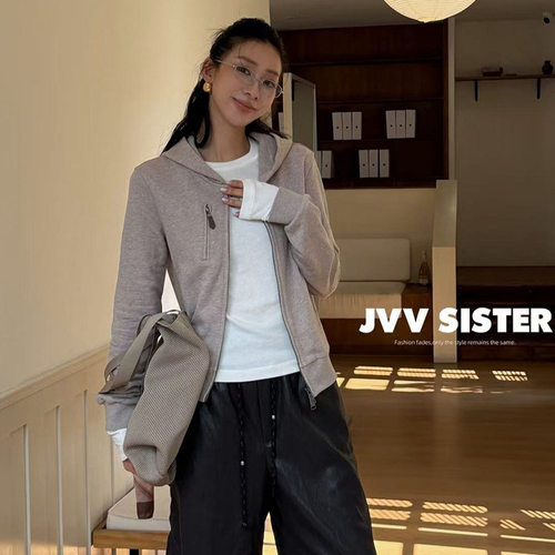 JVV十三行2026秋季新款美式复古连帽卫衣百搭显瘦休闲外套女91262