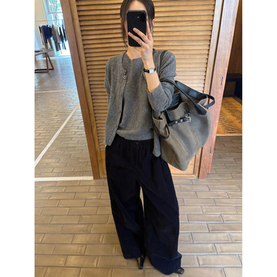韩迅 蜂窝肌理圆领开衫+背心松弛感叠穿针织套装女2026冬款27600