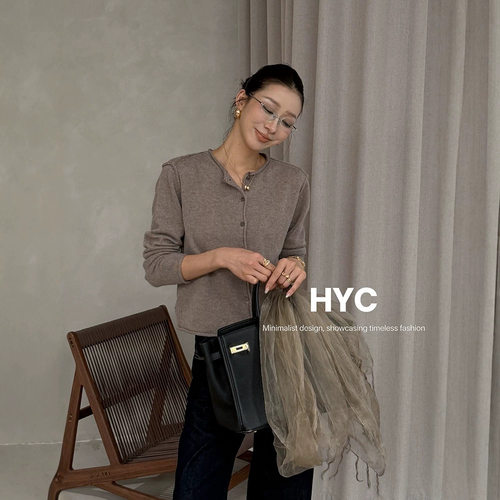 HYC十三行2026秋季新款高级松弛感针织上衣百搭显瘦羊毛毛衣21007