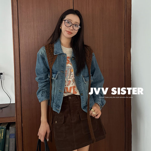 JVV十三行2026秋季新款设计感披肩搭配夹克上衣牛仔外套女潮91110