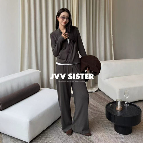 JVV十三行2026秋季新款立领修身卫衣外套休闲长裤时尚套装女72826