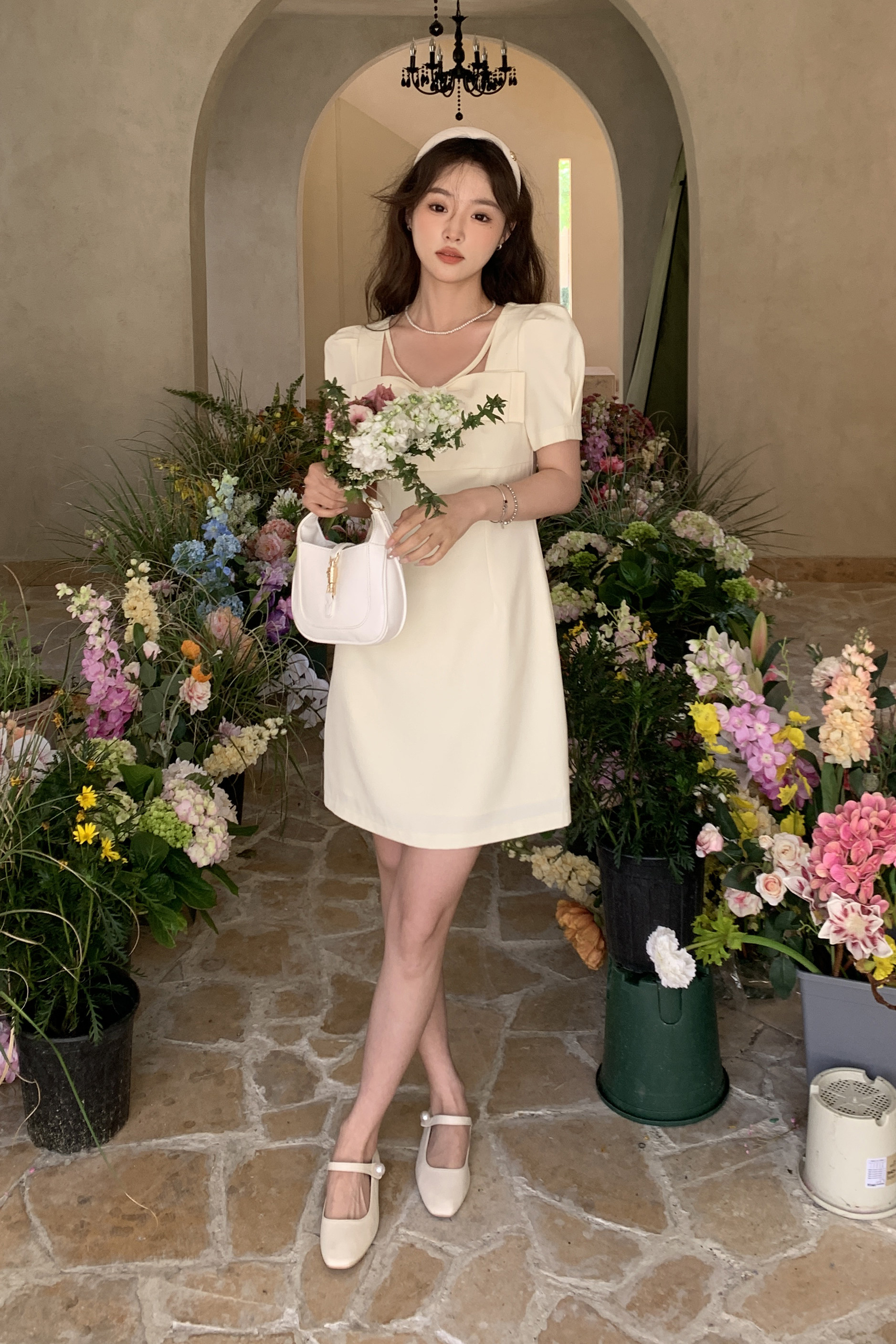 (现货）2025新款夏季法师显瘦泡泡袖连衣裙2C123-P105-K158,女装连衣裙,2C123