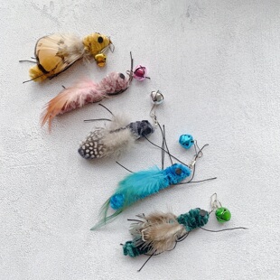 仿真昆虫逗猫棒羽毛小飞虫猫玩具耐咬钢丝绳手柄幼猫解闷玩具用品