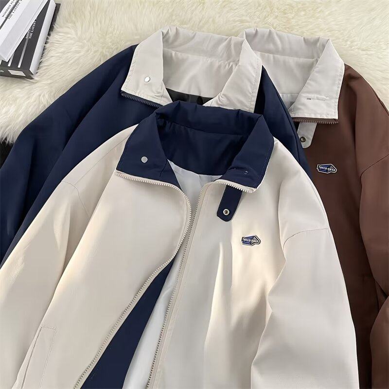 春秋季翻领外套男宽松高街