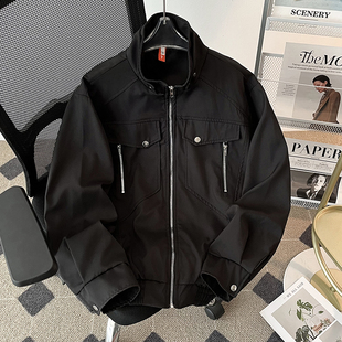 飞行员外套高级感 帆布cleanfit工装 复古解构廓形短款 立领夹克男款