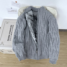 重磅荆刺绞花立领加绒毛衣男款加厚针织衫cleanfit座山雕加棉外套