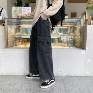 2024春秋工装 子 牛仔裤 男宽松直筒港风潮牌ins潮流坠感阔腿老爹裤