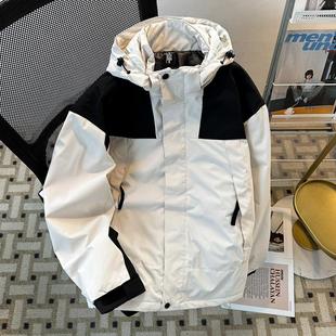 立领拼色棉袄子 冬装 连帽羽绒棉服男女美式 加厚户外冲锋衣棉衣工装