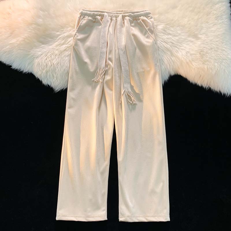 冬季港风ins灯芯绒抽绳直筒裤
