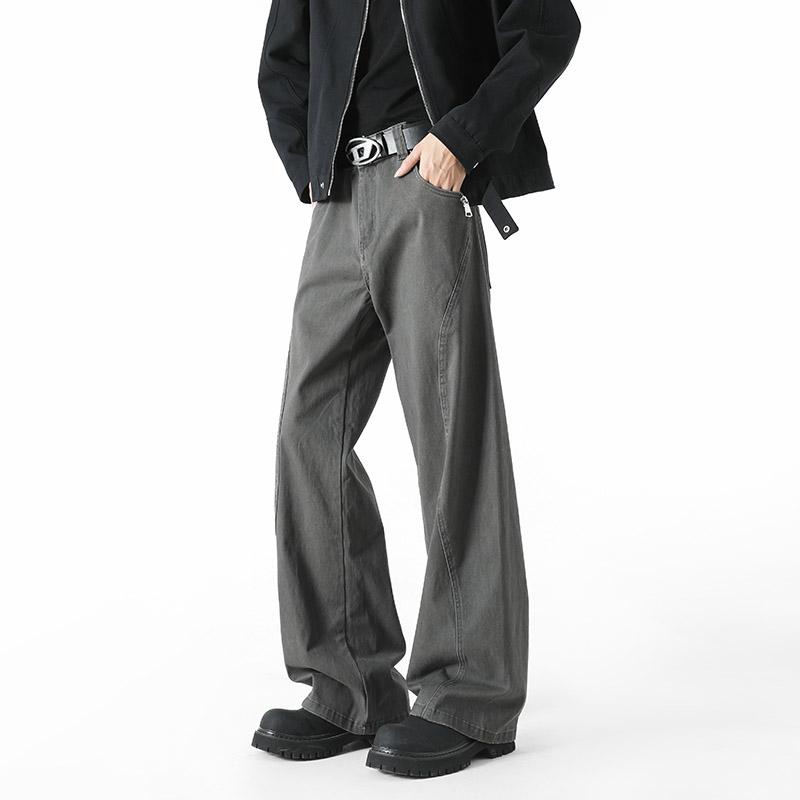 美式复古阔腿弯刀牛仔裤