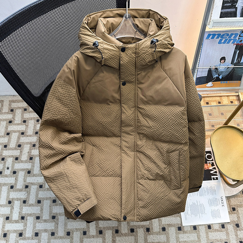 短款防寒羽绒服男士2025新款冬季加厚保暖白鸭绒上衣休闲连帽外套