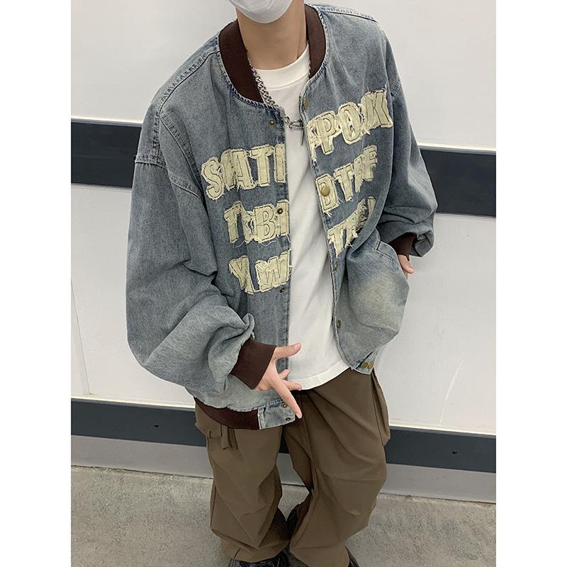 美式复古字母夹克小众设计感