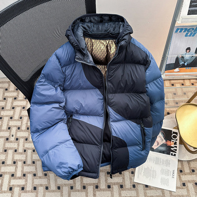 日系拼色连帽面包服衣羽绒男女冬季短款保暖棉袄加厚加绒棉服外套