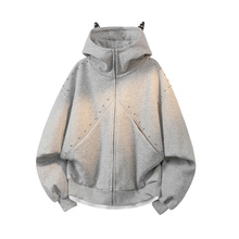 重磅设计感铆钉拼接连帽卫衣男女秋冬季2025新款小众美式高街外套