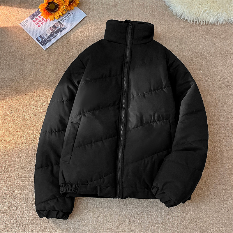美式黑色加厚羽绒棉服男女款冬季立领面包服潮牌cleanfit棉衣外套