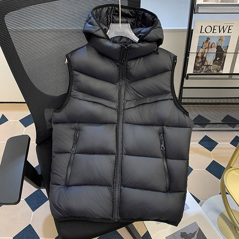 男士无袖羽绒棉马甲冬季坎肩韩版加厚保暖背心青少年连帽马夹外套