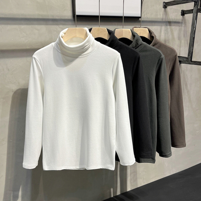 2024纯色高领打底男秋冬