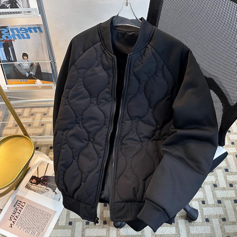 日系菱形格立领羽绒棉服男女款冬季cleanfit保暖工装棒球棉衣外套