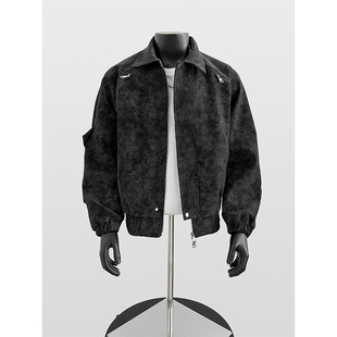 高级感长袖 短款 皮衣棒球服外套 工装 cleanfit飞行鹿皮绒夹克男秋季