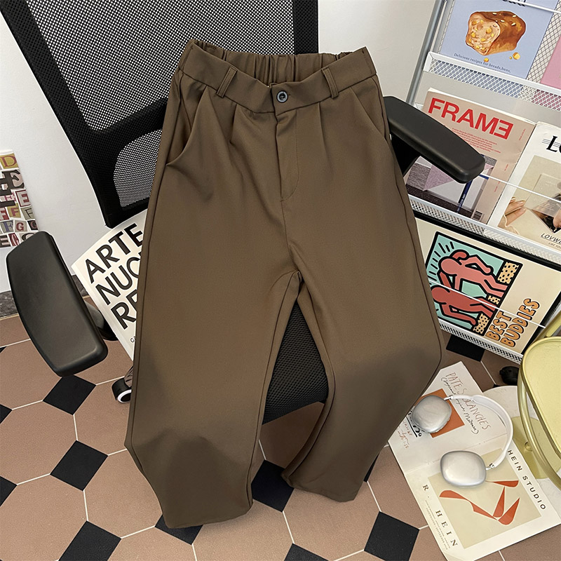 韩系通勤简约直筒西裤男士轻熟风痞帅春秋季直筒免烫休闲西装裤子