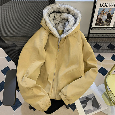 美式座山雕毛领羽绒棉服男女款2025冬季防寒保暖棉袄宽松棉衣外套