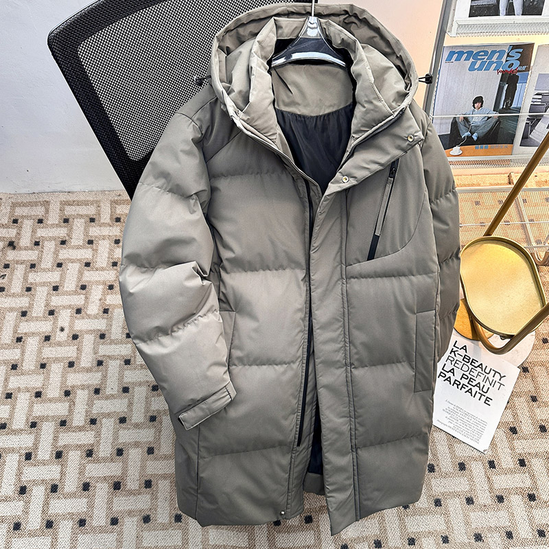 连帽中长款羽绒服男士2025冬季立领防风面包服加厚保暖外套棉袄潮