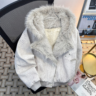 重磅仿貂毛领座山雕羽绒棉服男女冬季 加绒加厚连帽毛绒软糯糯棉衣