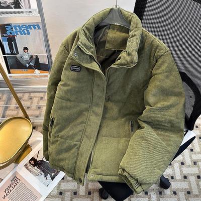 灯芯绒棉衣男士立领咖色棉服