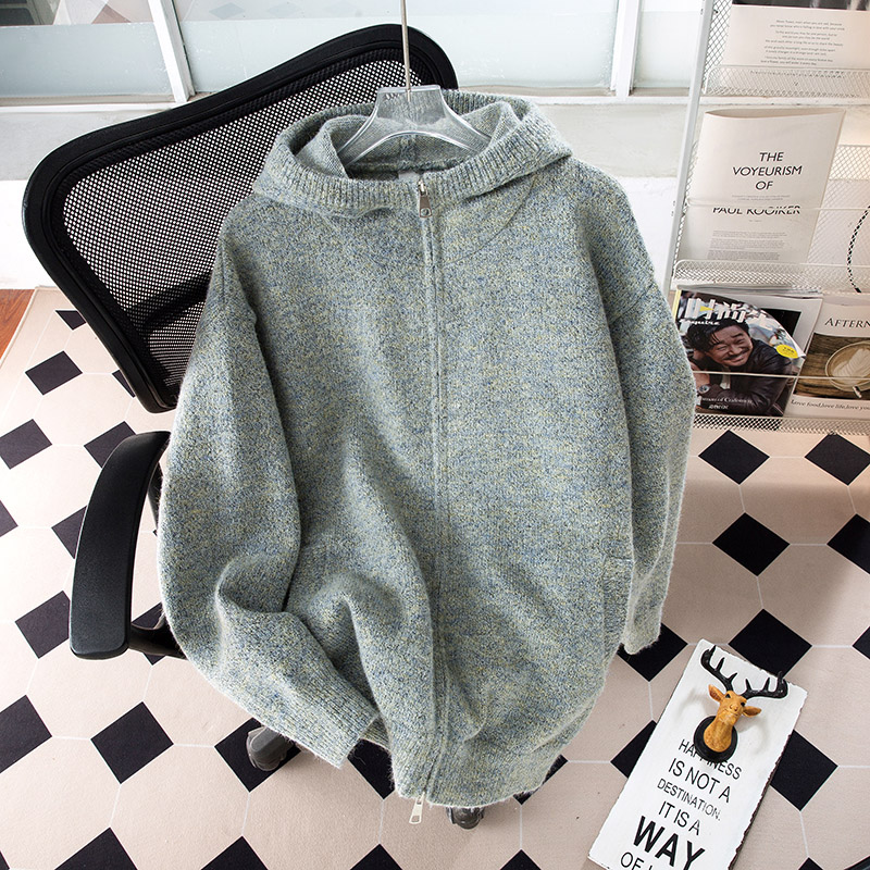 cleanfit开衫连帽拉链毛衣男款秋冬季松弛感针织衫开衫带帽长袖