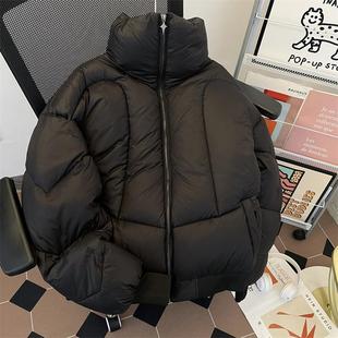 假两件短款 高街cleanfit嘻哈羽绒棉衣棉服 黑色棉袄子外套男女冬季